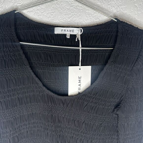 NWT Frame Ruched Black Ling Sleeve Blouse Small - Picture 4 of 11